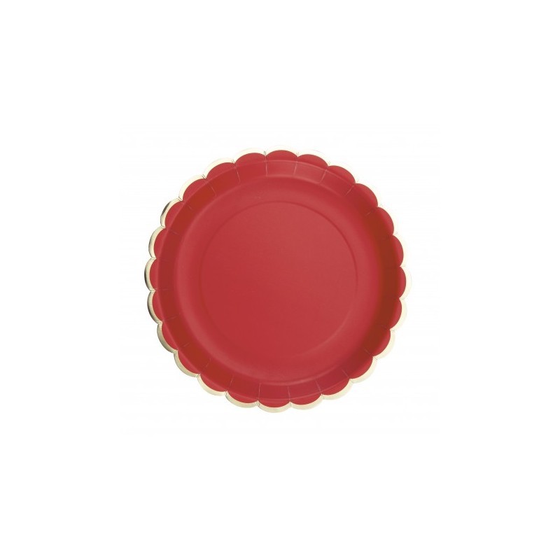 ASSIETTES X8 ROUGE/OR