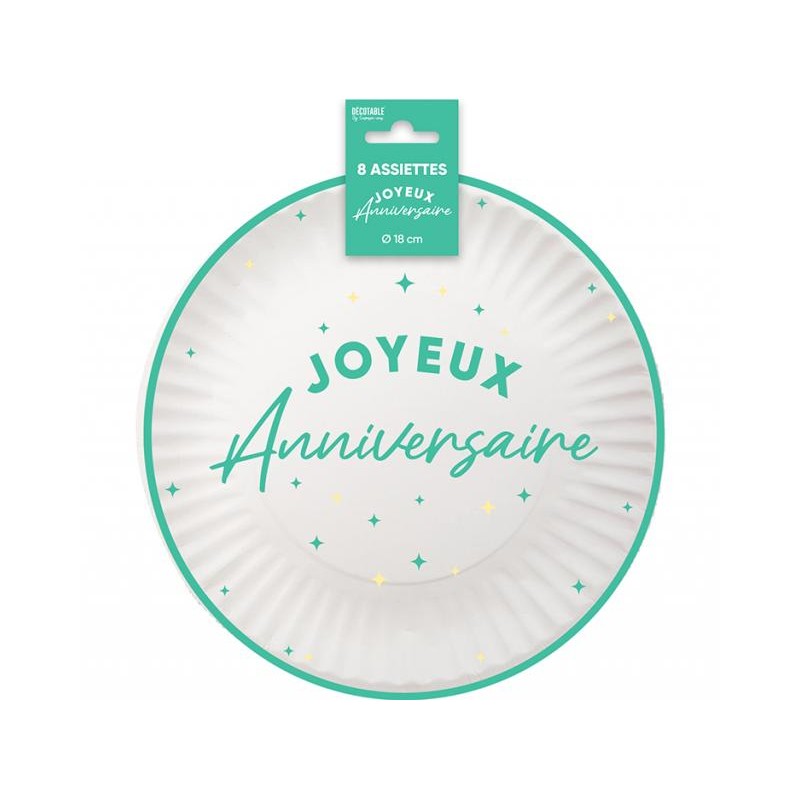 ASSIETTES 18CM X8  VERT MENTHE