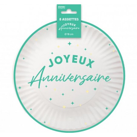 ASSIETTES 18CM X8  VERT MENTHE