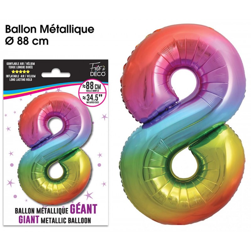 BALLON N°8 MULTI 88CM