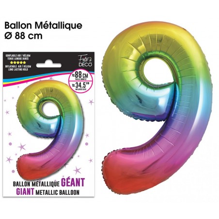 BALLON N°9 MULTI 88CM