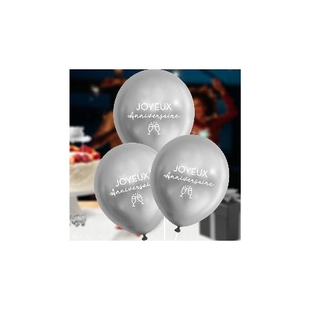 8 BALLONS PARTY ARGENT
