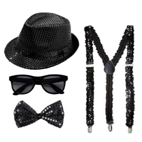 SET DE 4 PIECES SEQUINS NOIR