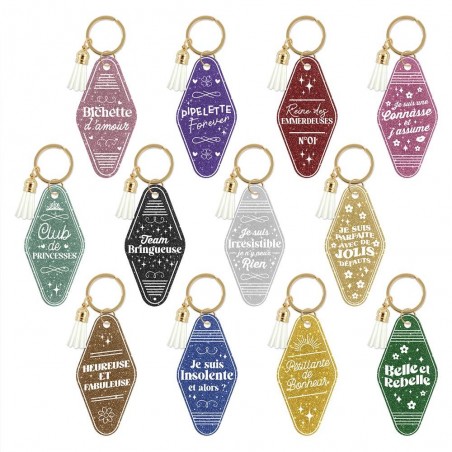 Porte clés  Motel BRINGUEUSE Paillettes et Pompon