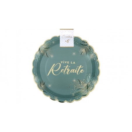 Assiettes Retraite céladon x6