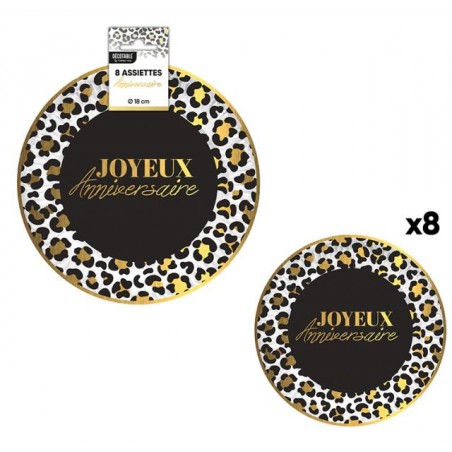 8 ASSIETTES 18CM LEOPARD