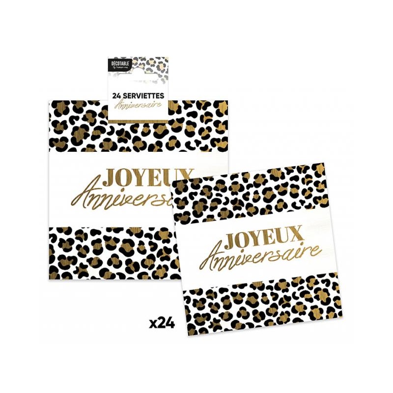 24 SERVIETTES LEOPARD