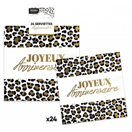 24 SERVIETTES LEOPARD