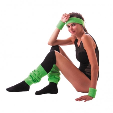 SET BANDEAU TETE ET POIGNETS  FLUO VERT