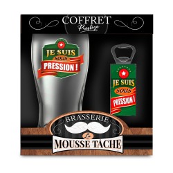 COFFRET VERRE BIERE + DECAPSULEUR  "SOUS PRESSION"