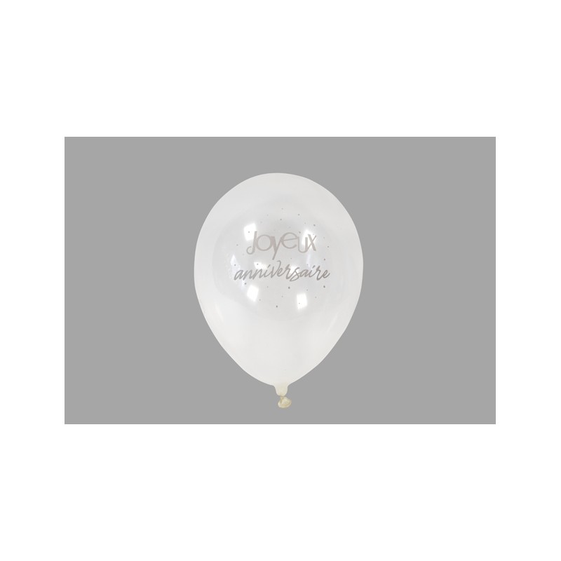 Ballon Transparent - Joyeux Anniversaire - Argent - Lot De 6 – La Boite à  Dragées