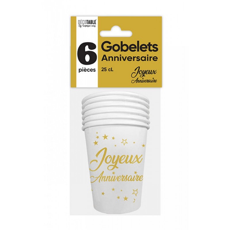 GOBELETS OR 25CL X6